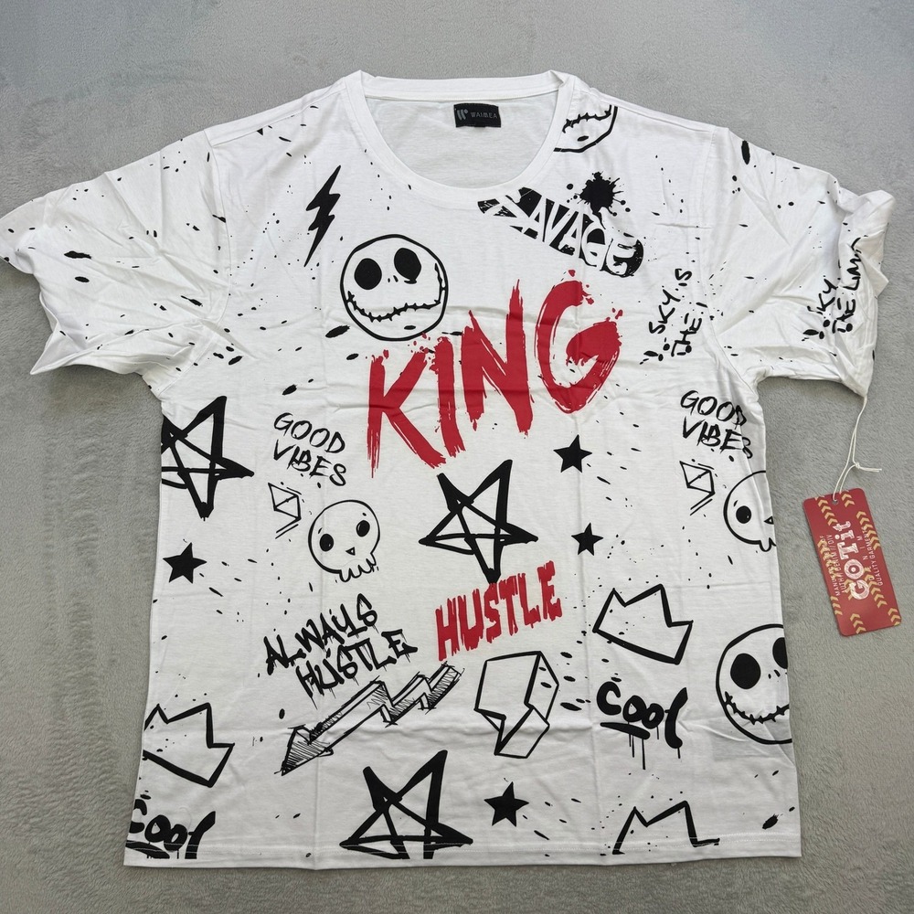Waimea Graphic T Shirt Mens 3XL White King Hustle Savage Graffiti Streetwear